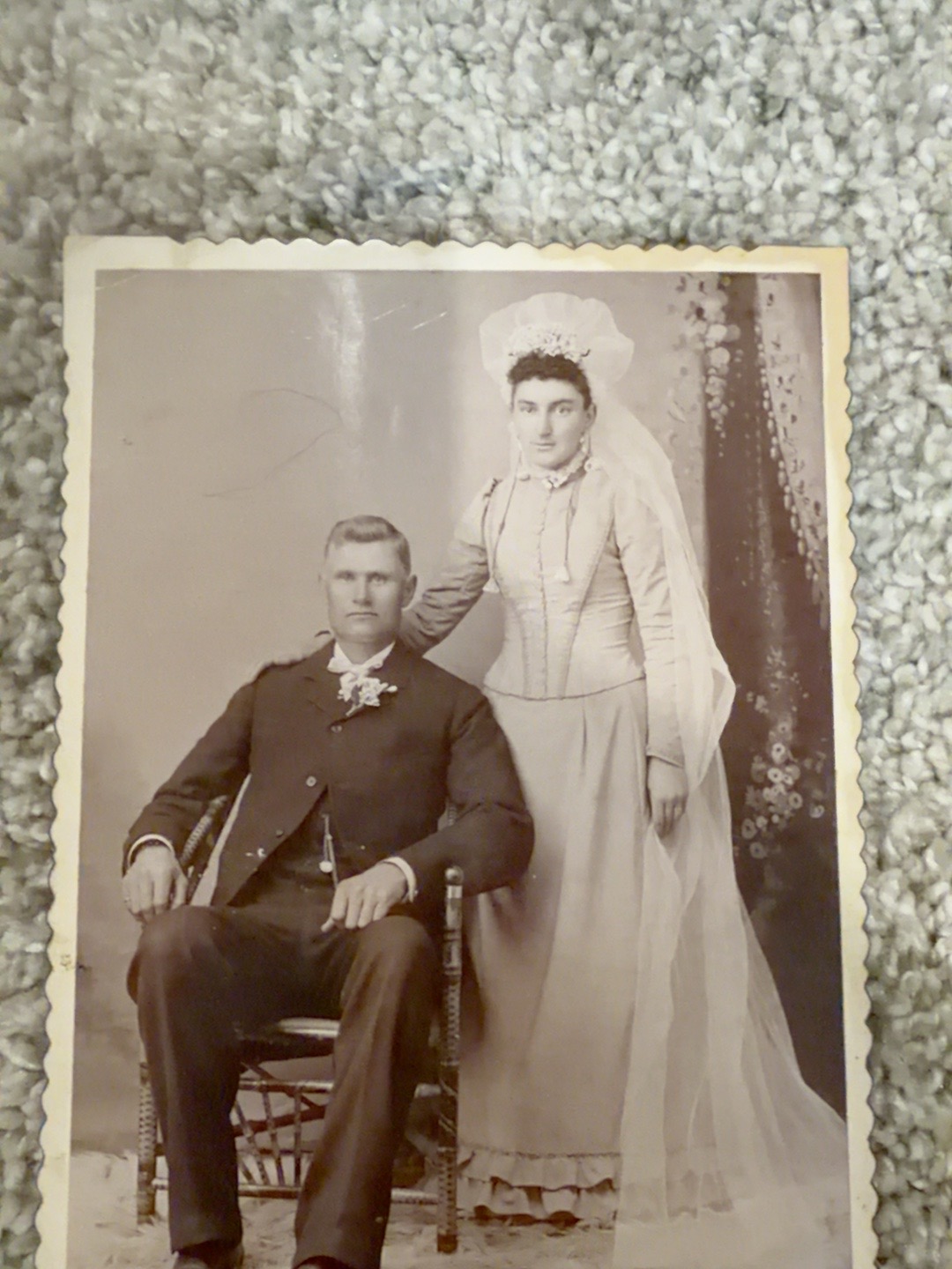 Wedding portrait of Joseph Bange and Wilhelmina Widmer Bange.