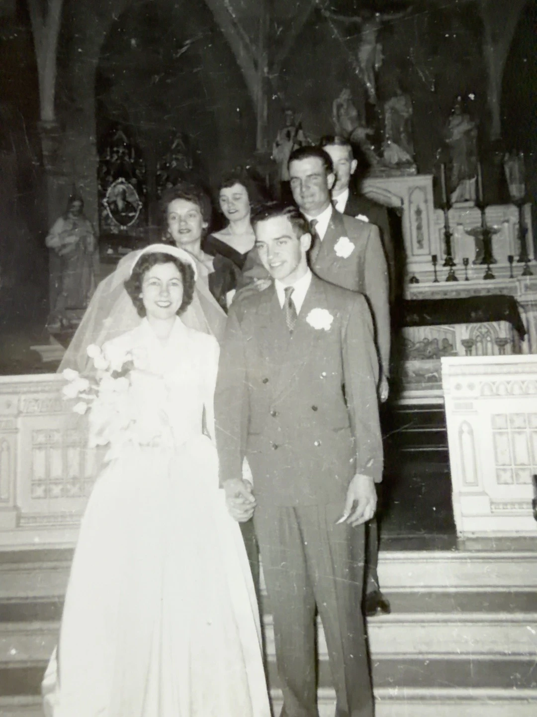 Bob and Bridget Roling at their wedding, identified by the inscription on the reverse.